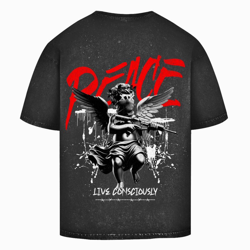 Peace Live Consciously Washed T-Shirt BluePears