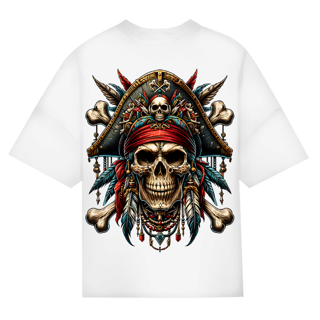 Pirate  Skull Bio Oversize T-Shirt BluePears