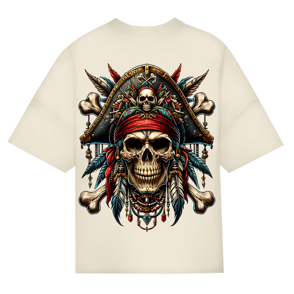 Pirate  Skull Bio Oversize T-Shirt BluePears
