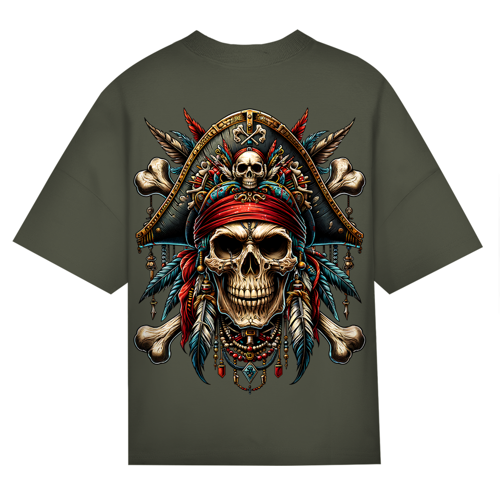 Pirate  Skull Bio Oversize T-Shirt BluePears