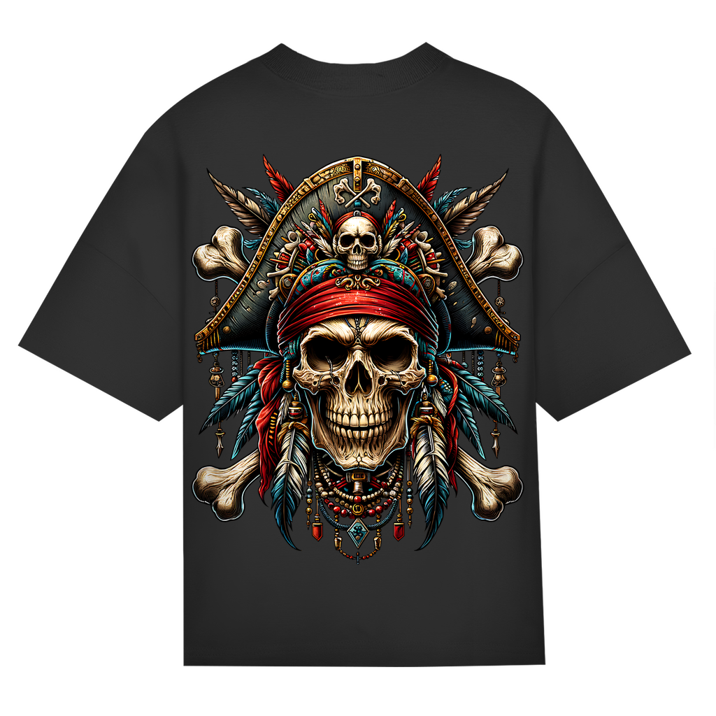 Pirate  Skull Bio Oversize T-Shirt BluePears