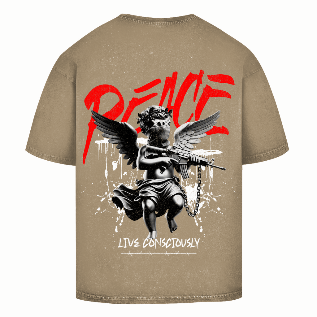Peace Live Consciously Washed T-Shirt BluePears