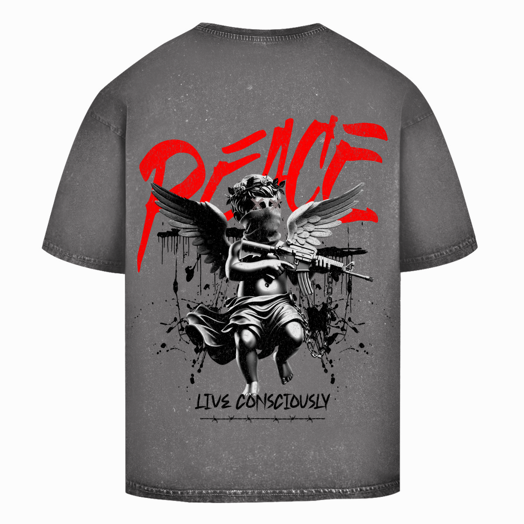 Peace Live Consciously Washed T-Shirt BluePears
