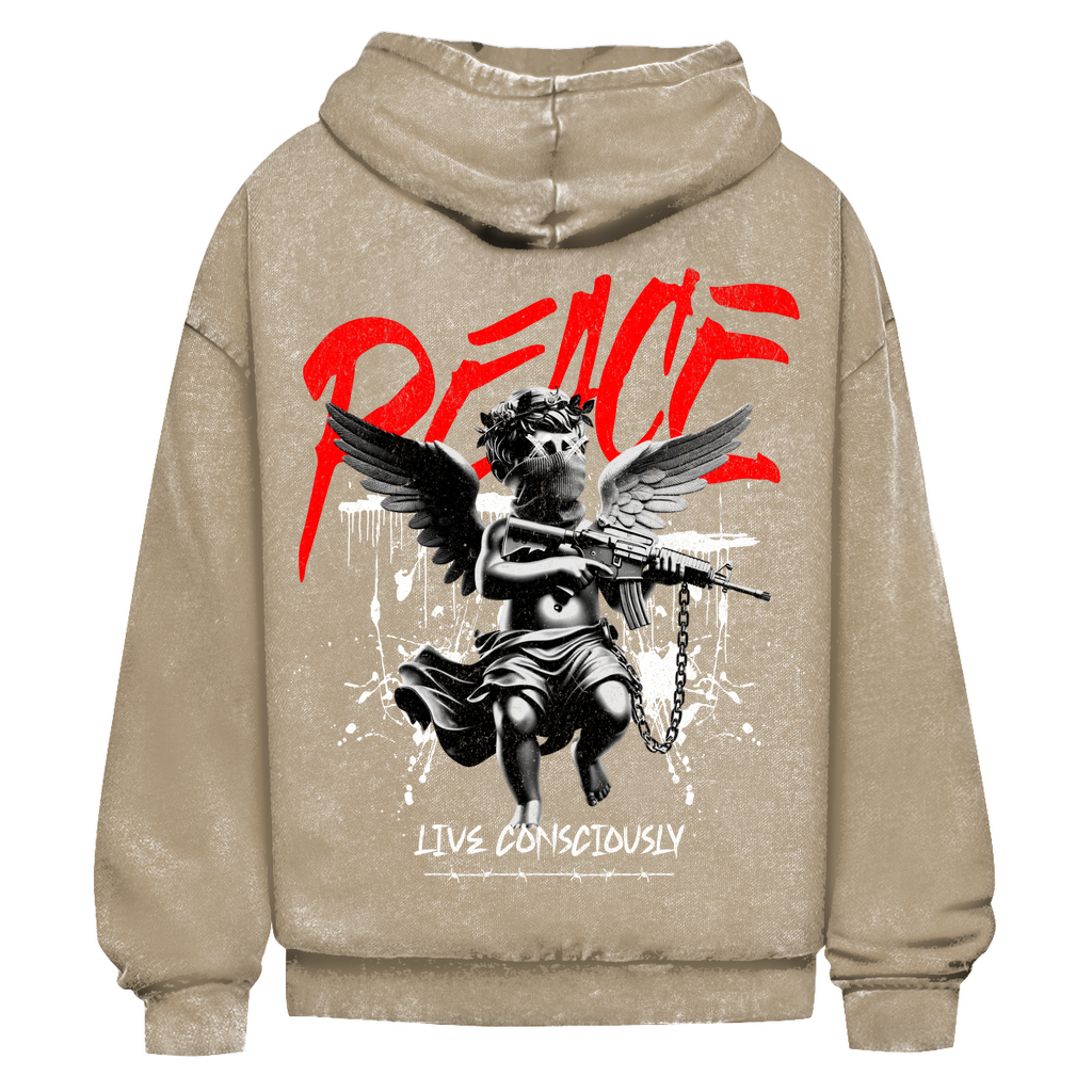 Peace Live Consciously Washed Hoodie BluePears